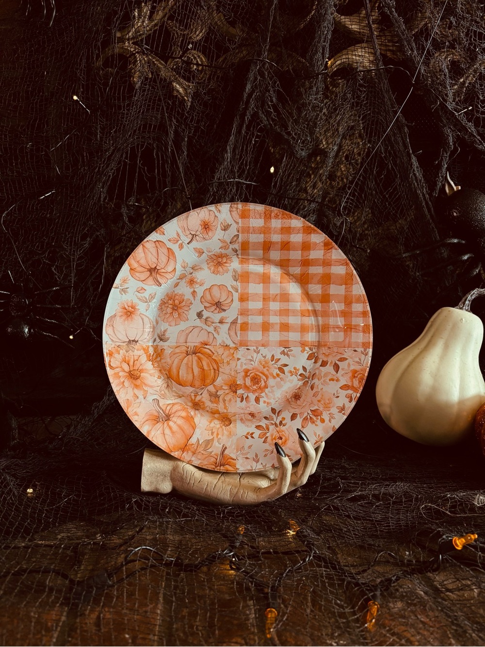 Set of Four Handmade Fall themed dinner plates